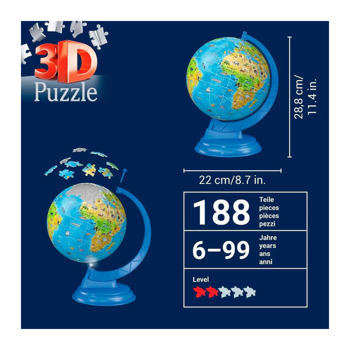Ravensburger Kinderglobus mit Licht blau politisch aus Kunststoff - Bild 3