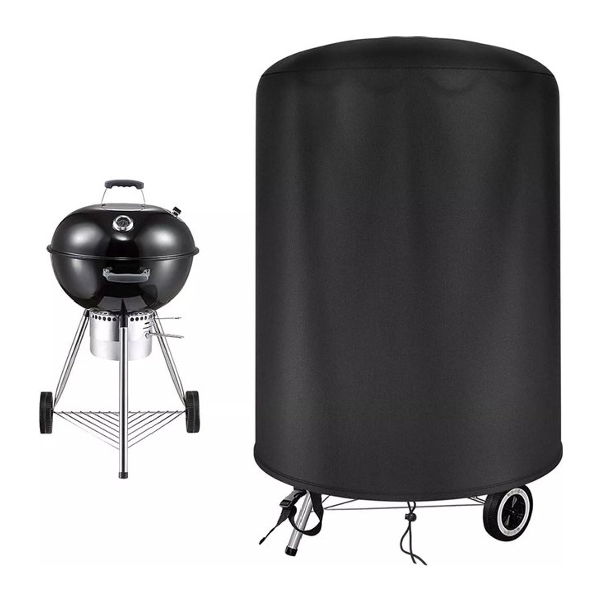 Raweao BBQ Abdeckung Schwarz aus wasserdichtem Oxford-Polyester für runde Grills mit Durchmesser: 57 cm - Bild 1