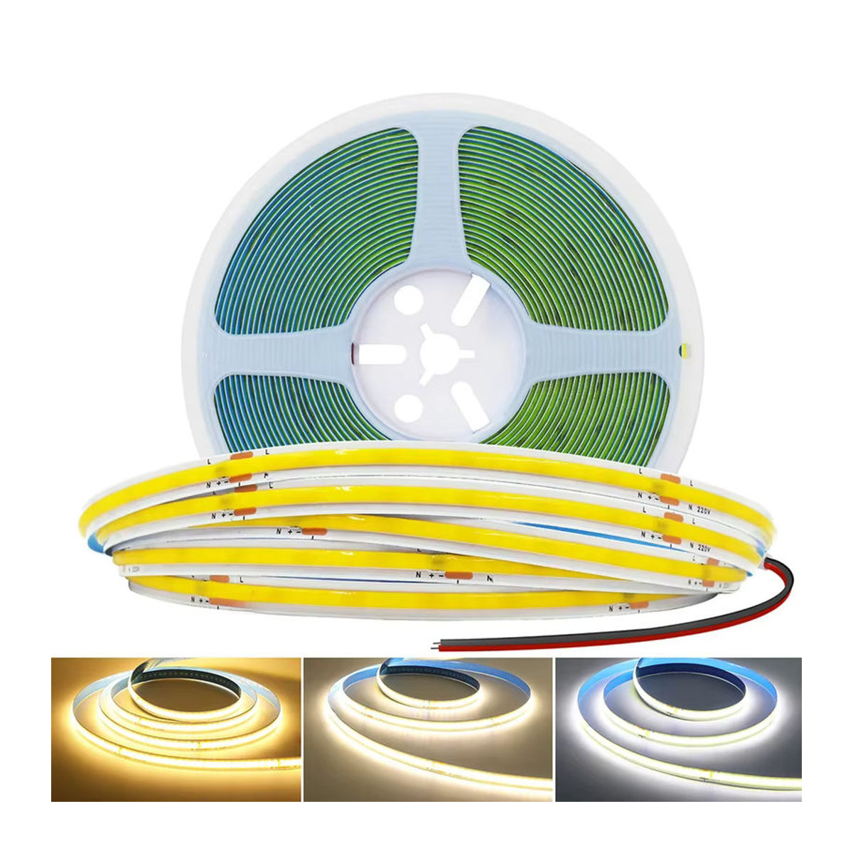 RAZEND Cob-LED-Streifen flexible Bandleuchten mit Gleichrichter 220 V 230 V AC 240 LEDs/m lineare Beleuchtung - Bild 7