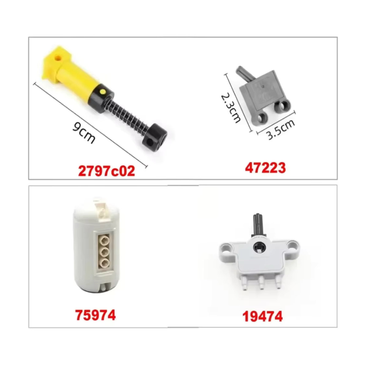 RCmall MOC Pneumatikblock-Set mit Pneumatikschalter 47223, Zylinder, Luftpumpe 19476, Schubstange 19475 und Gastank 75974 in Mehrfarbig - Bild 3