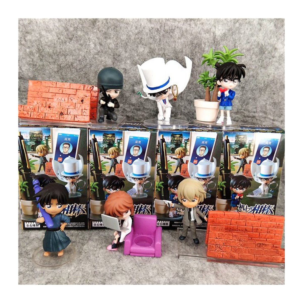 Re-Ment Detektiv Conan Blind Box Set mit 6 Anime Figuren aus Kunststoff, mehrfarbig - Bild 1