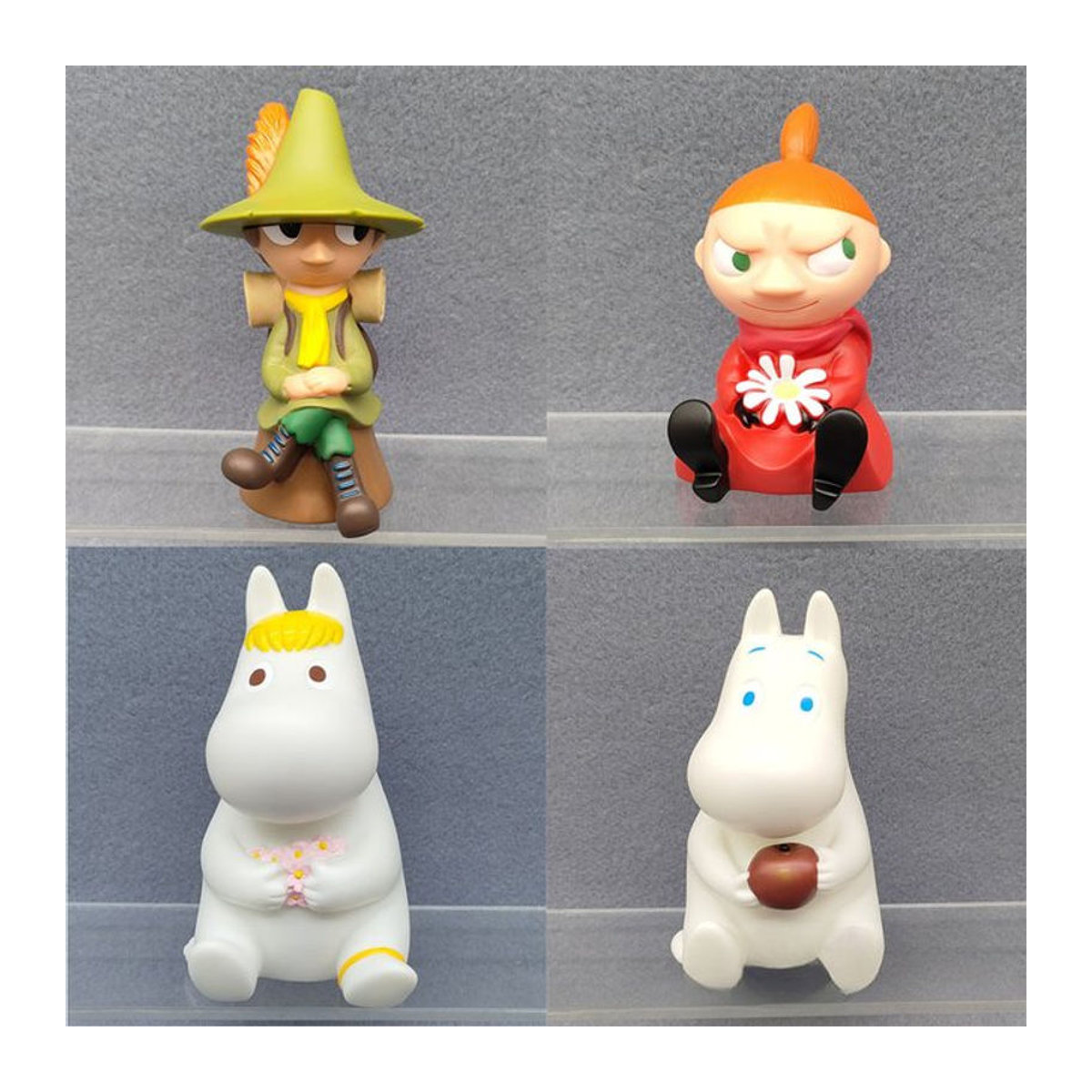 Re-Ment Moomin Figuren Set mit Snufkin, Little My und Snorkmaiden als bunte Sammlerfiguren und Ornamente aus Kunststoff - Bild 1