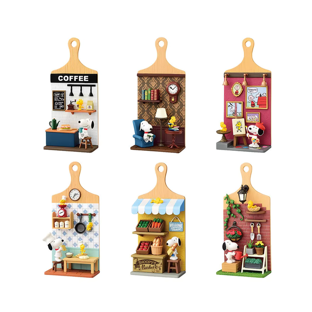 Re-Ment Peanuts Snoopy Miniatur-Szenen Blindbox Set mit Wandbehang und Schneidebrett-Anhänger, mehrfarbig - Bild 6