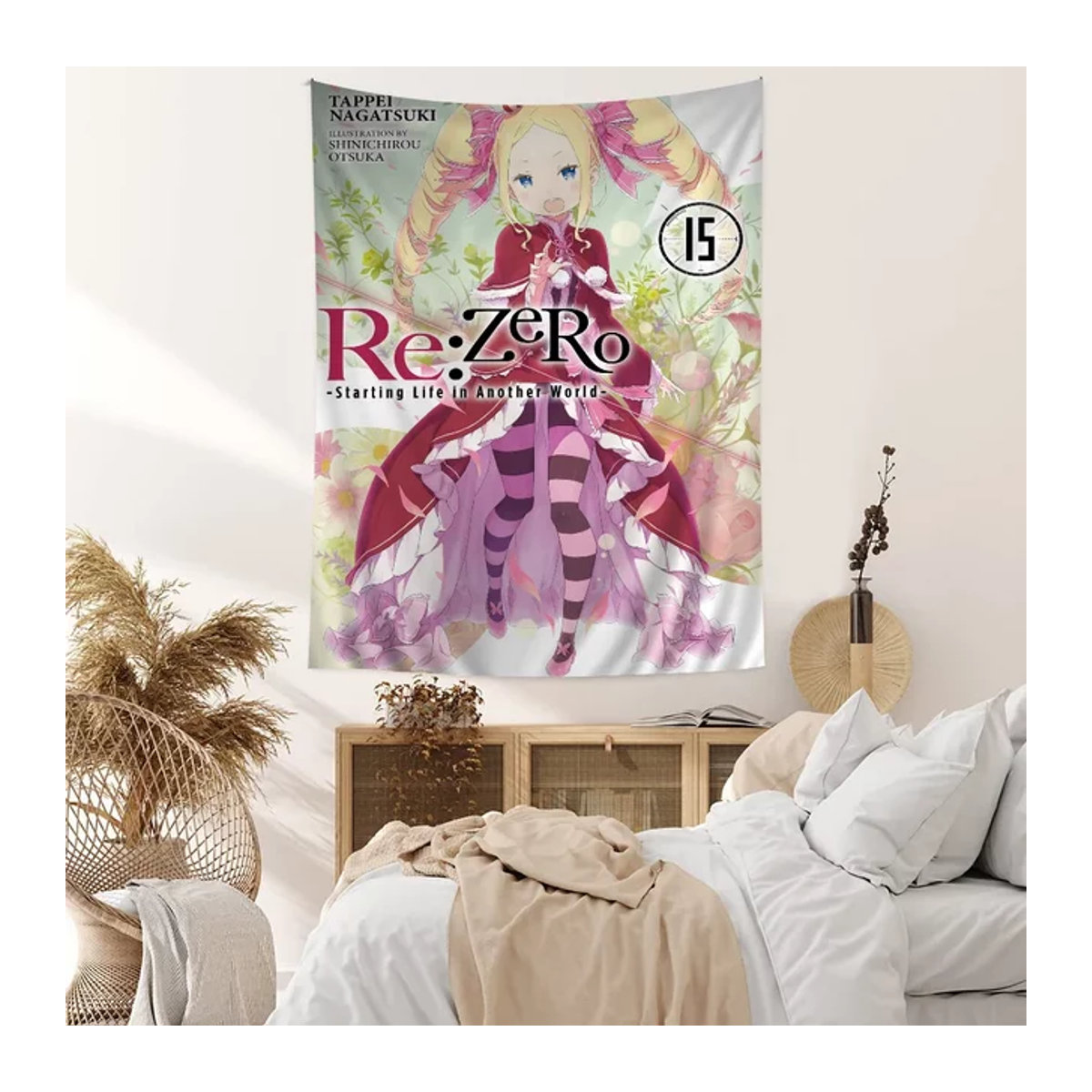 Re Zero Anime Wandteppich mit floralem Hippie Design von Potdemiel, mehrfarbig, B/H: 70 x 70 cm - Bild 1