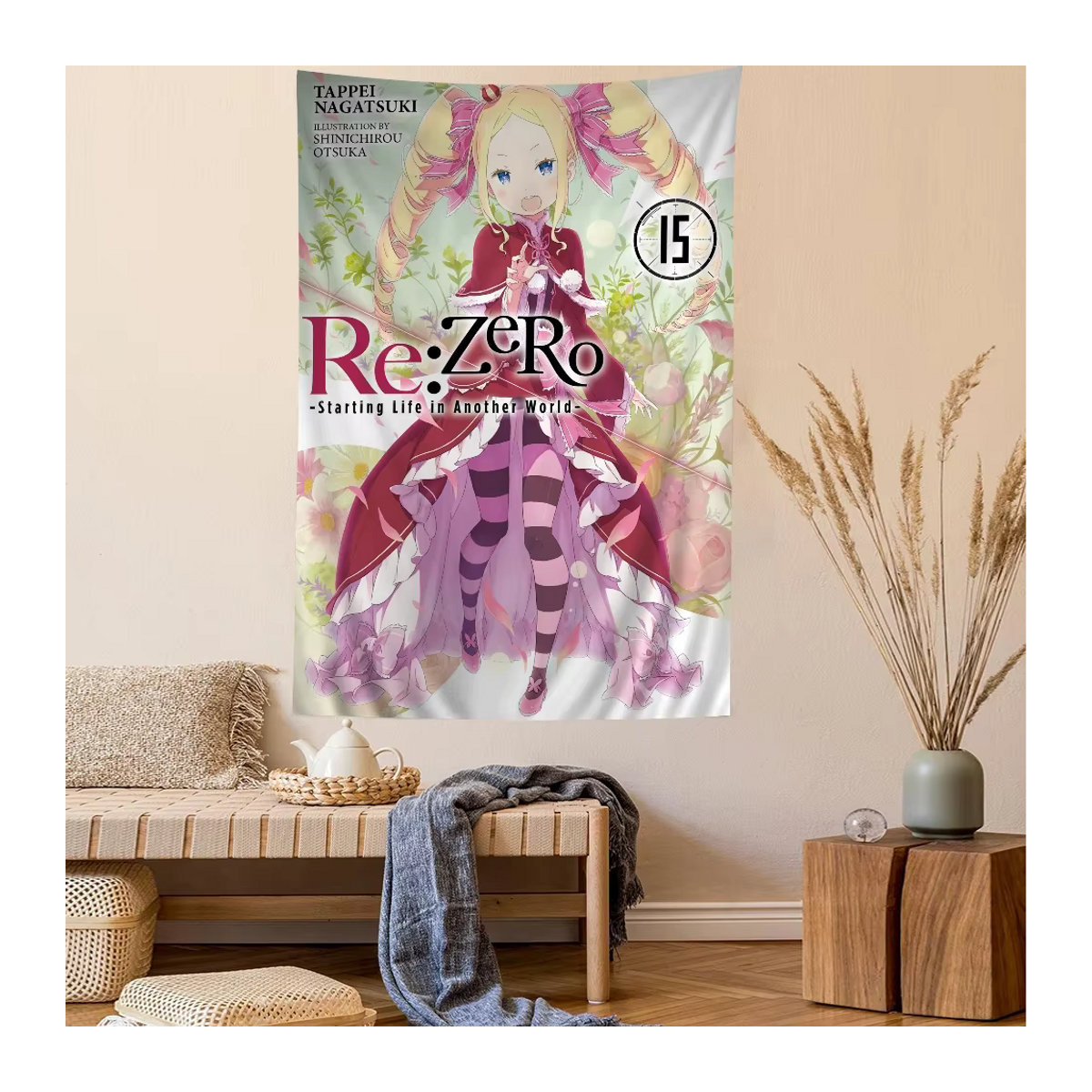 Re Zero Anime Wandteppich mit floralem Hippie Design von Potdemiel, mehrfarbig, B/H: 70 x 70 cm - Bild 4