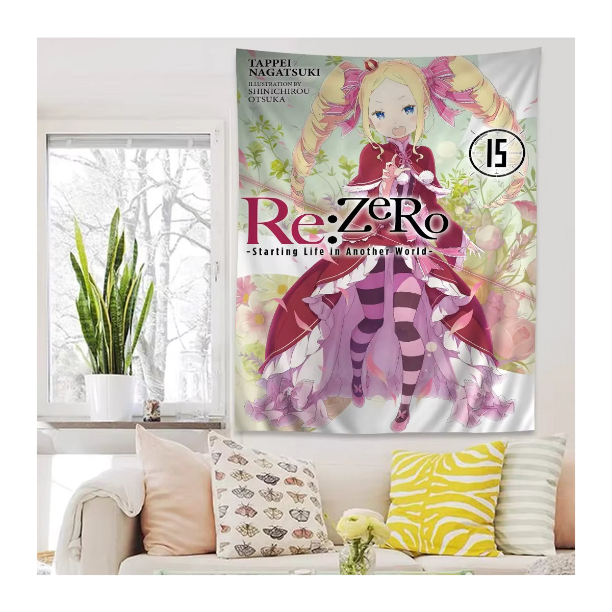 Re Zero Anime Wandteppich mit floralem Hippie Design von Potdemiel, mehrfarbig, B/H: 70 x 70 cm - Bild 5