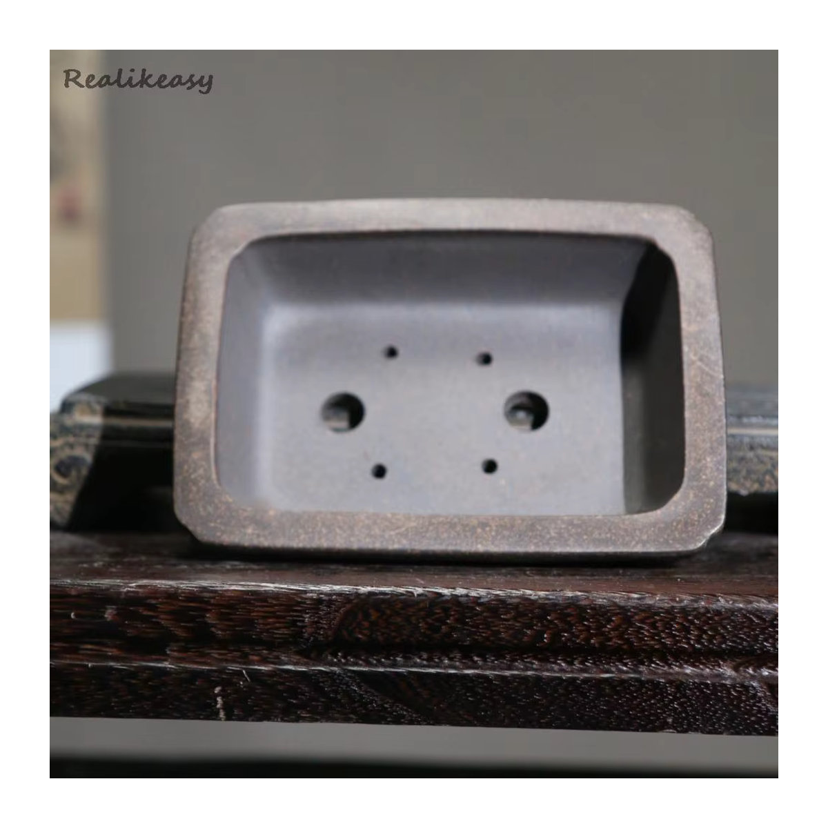 Realikeasy Blumentopf aus Keramik in Lila im chinesischen Zen-Stil mit Löchern für Desktop-Dekoration - Bild 2