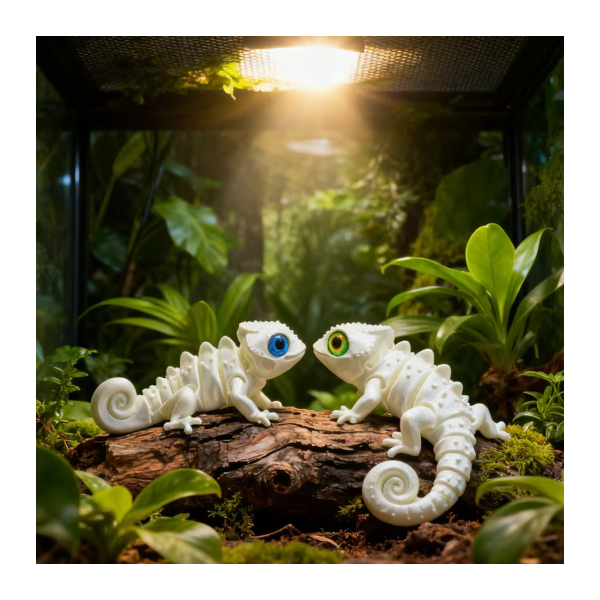 Realistische 3D-gedruckte Drachen-Eidechse als Aquarium-Dekoration aus Kunststoff in Weiß - Bild 4