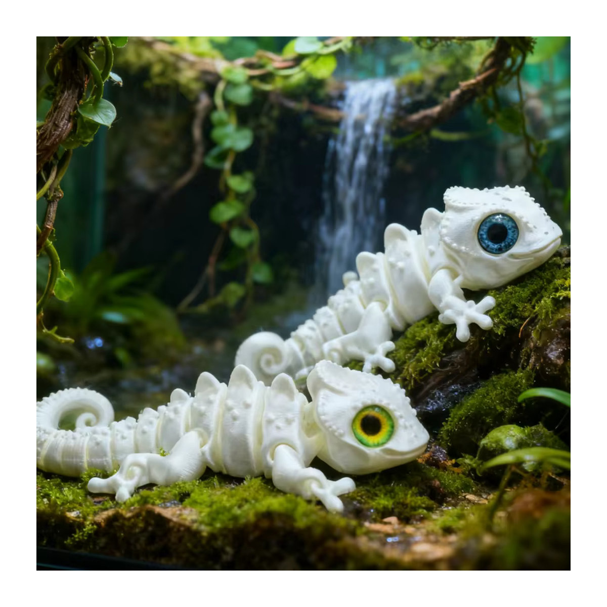 Realistische 3D-gedruckte Drachen-Eidechse als Aquarium-Dekoration aus Kunststoff in Weiß - Bild 5