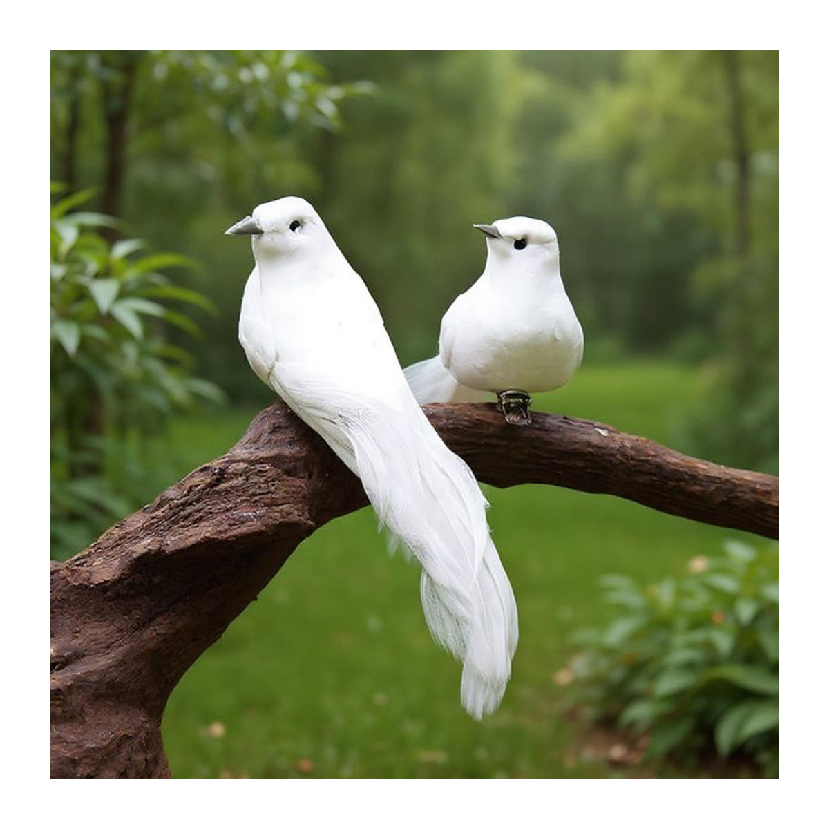 Realistische künstliche Vögel in Weiß als Weihnachtsdekoration für Advent und Inneneinrichtung - Bild 1