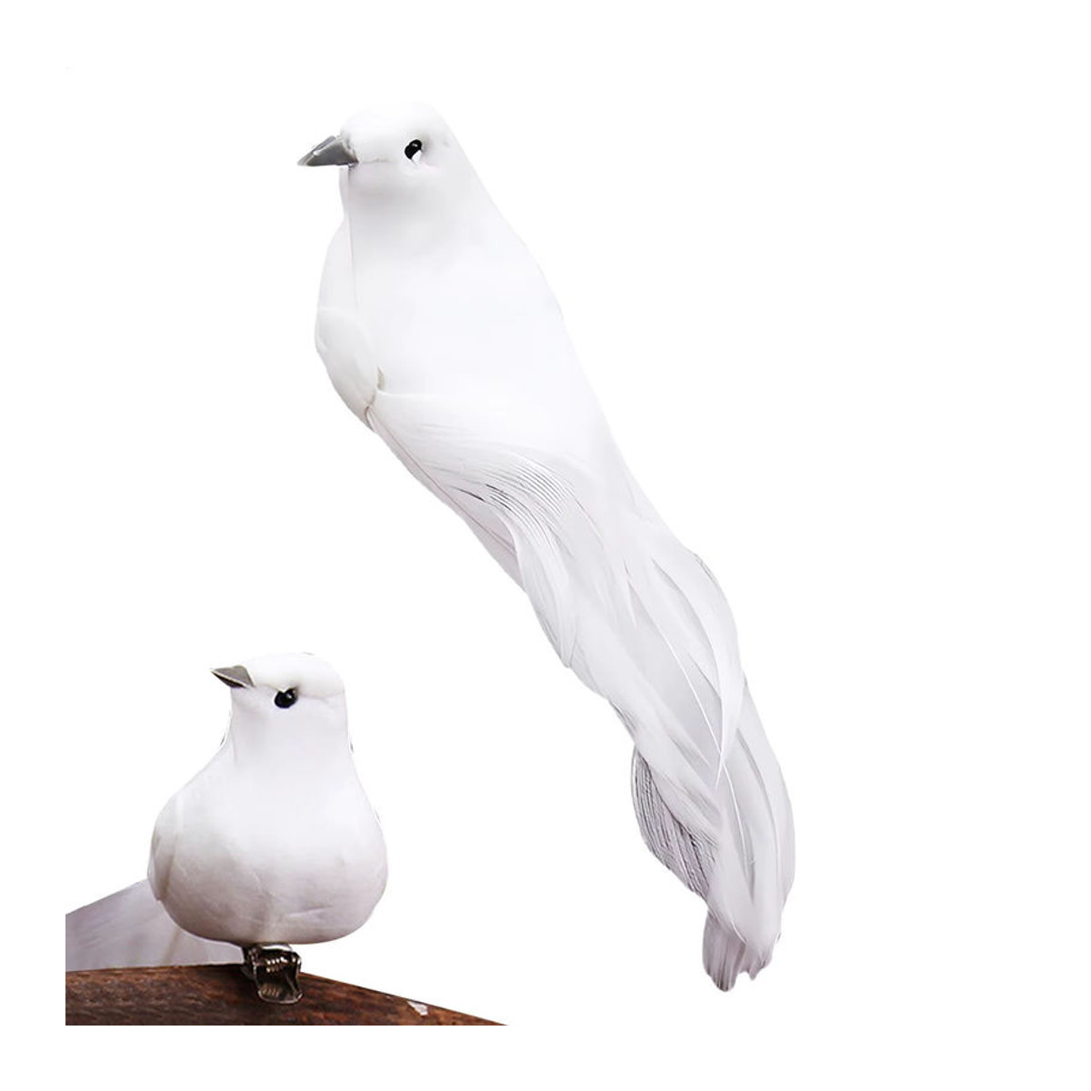 Realistische künstliche Vögel in Weiß als Weihnachtsdekoration für Advent und Inneneinrichtung - Bild 3