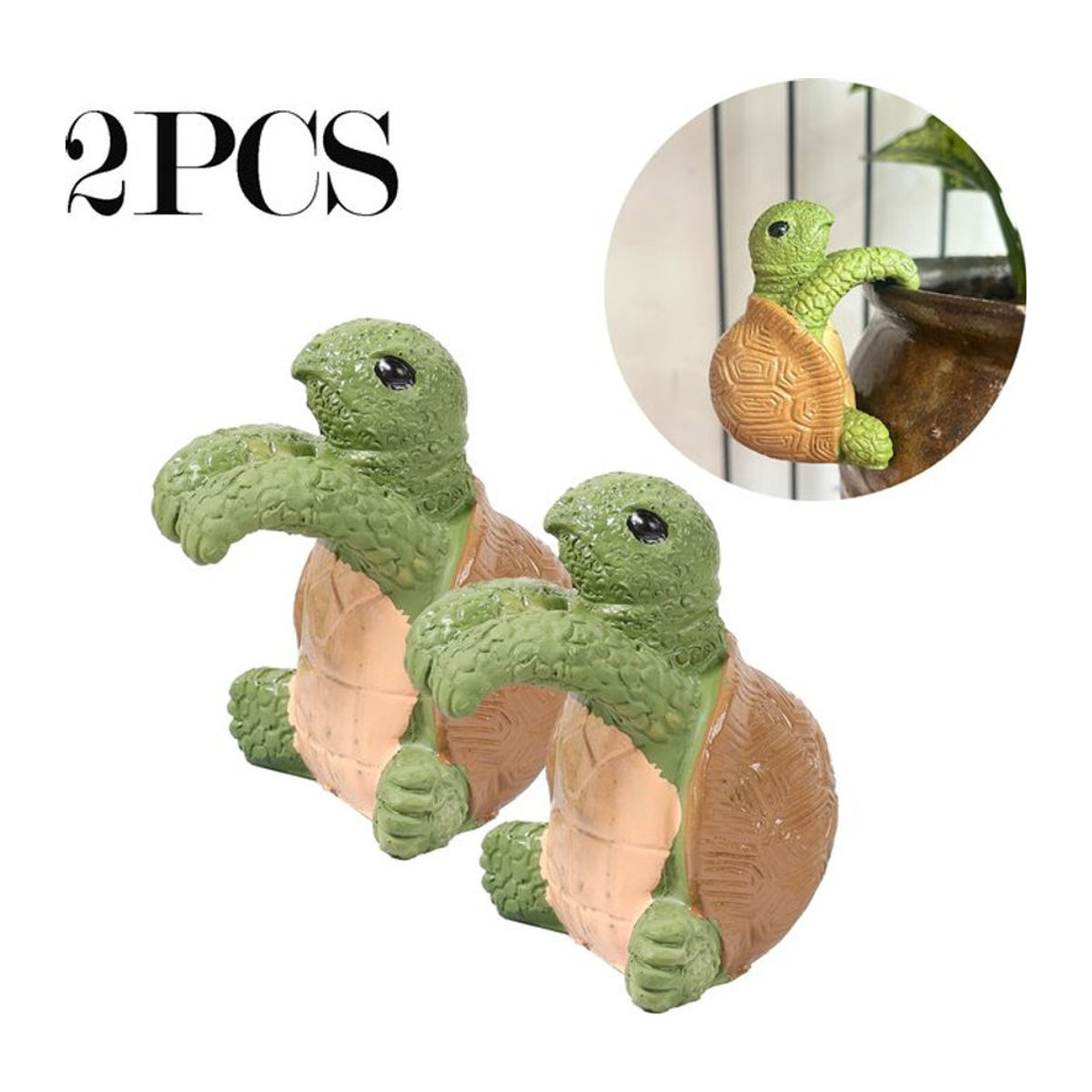 Realistische Schildkröten-Statue aus Kunstharz als hängende Topfdekoration in Braun und Mehrfarbig - Bild 1
