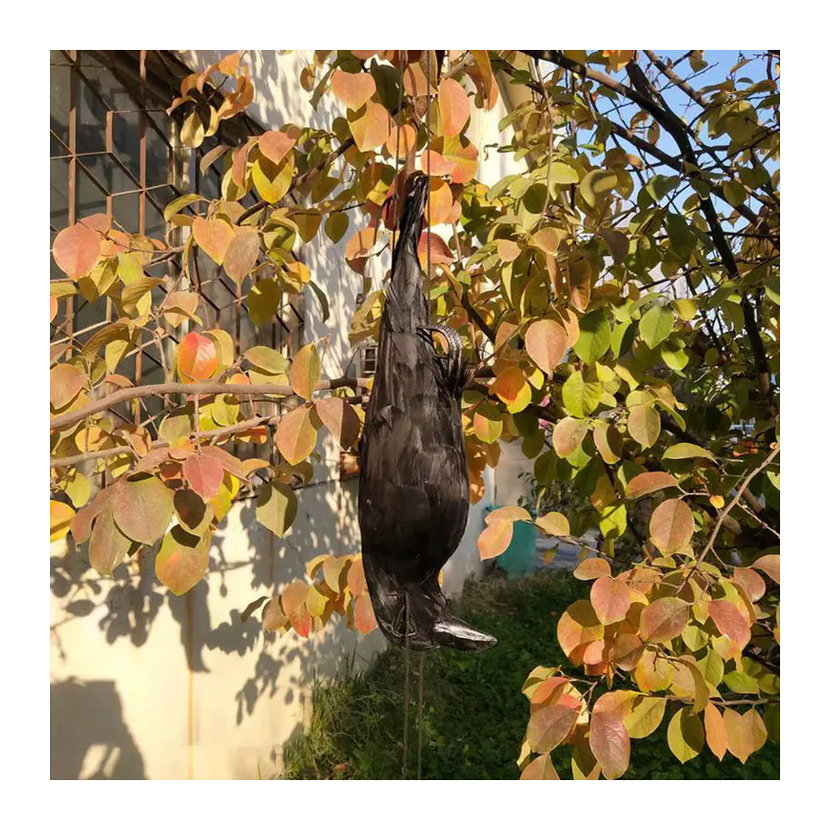 Realistische Simulation Krähe als hängendes Tier-Ornament in Schwarz für Garten und Halloween-Dekoration - Bild 2
