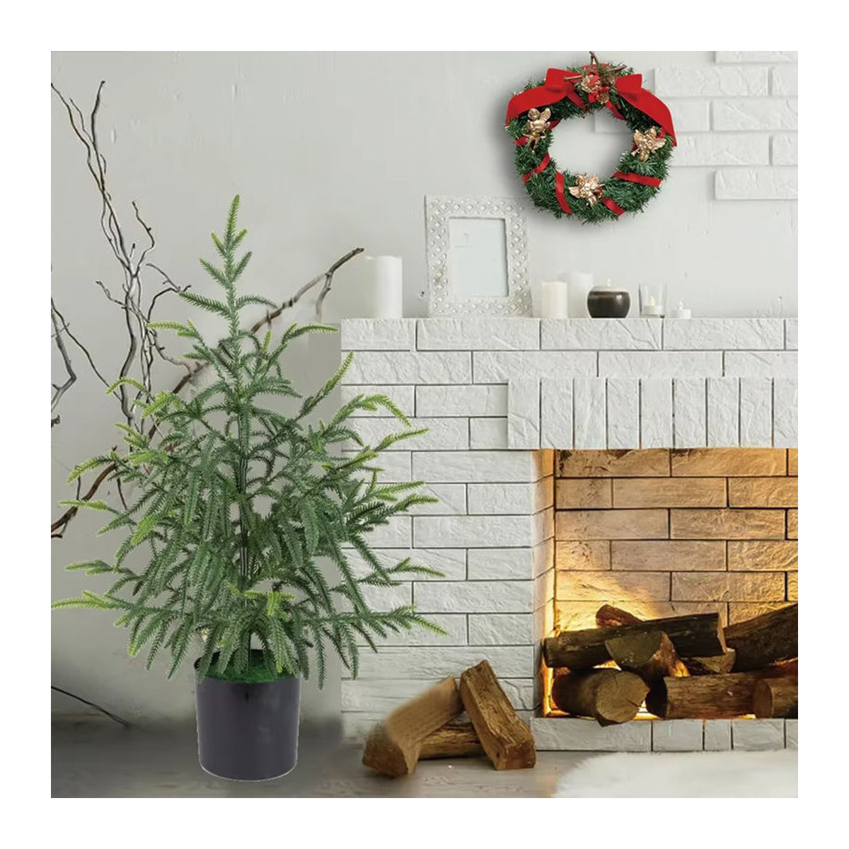 Realistischer künstlicher Kiefernbaumzweig in Grün für deine Weihnachts- und Innendekoration - Bild 5