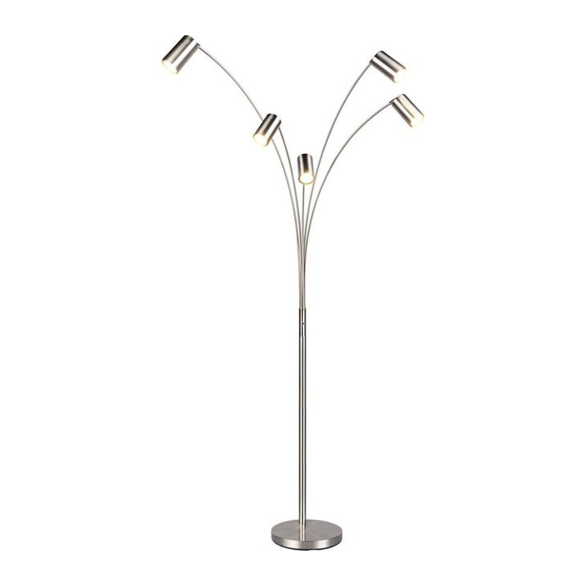 Reality Stehlampe aus Metall in Nickel matt mit 5 GU10 Brennstellen für ein modernes und minimalistisches Design - Bild 1