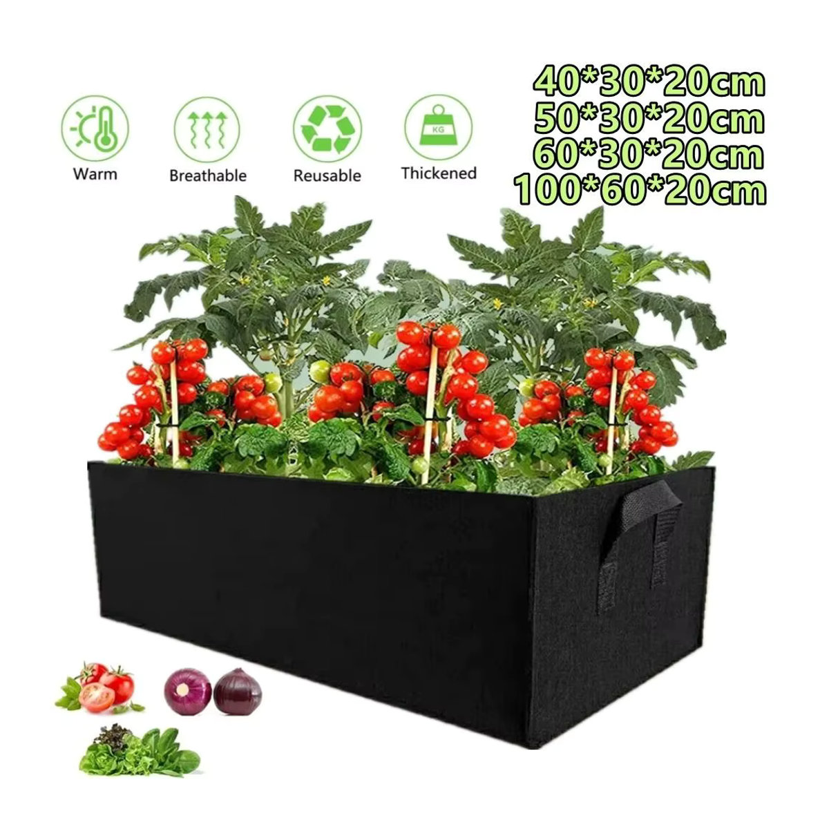 Rechteckige Filz-Gartenpflanztasche mit Griffen als Pflanztopf und Ernährungsbeutel für deine Pflanzen - Bild 2