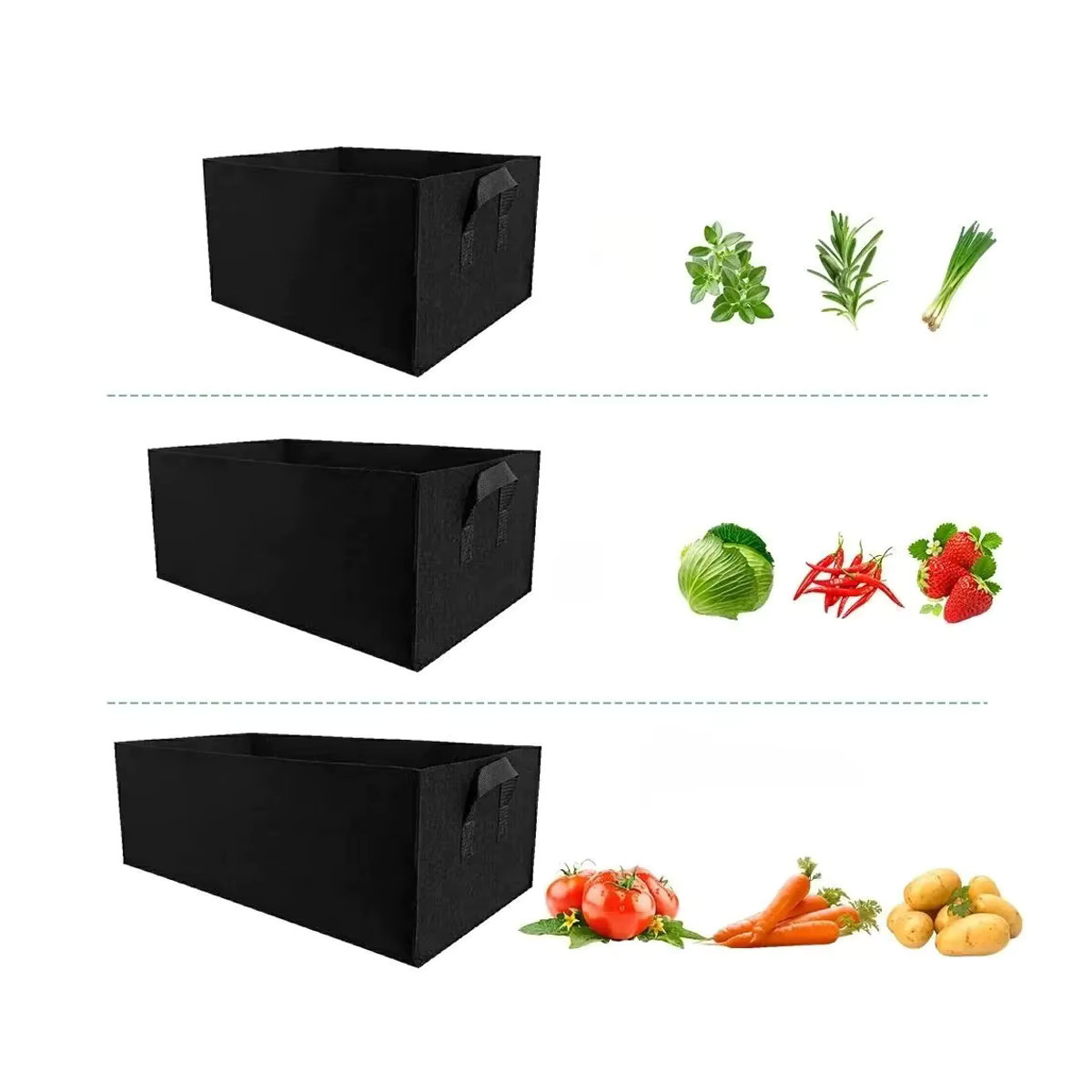 Rechteckige Filz-Gartenpflanztasche mit Griffen als Pflanztopf und Ernährungsbeutel für deine Pflanzen - Bild 6
