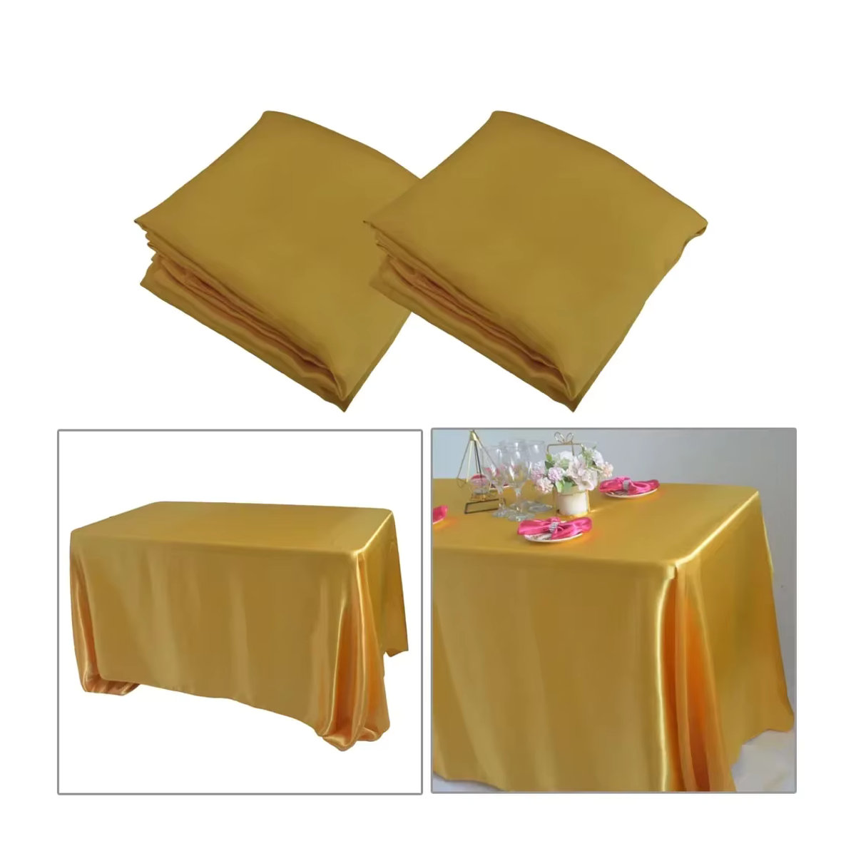 Rechteckige Satin-Tischdecke für Hochzeit, Party und Dekoration, B: 145 cm, L: 180 cm - Bild 5