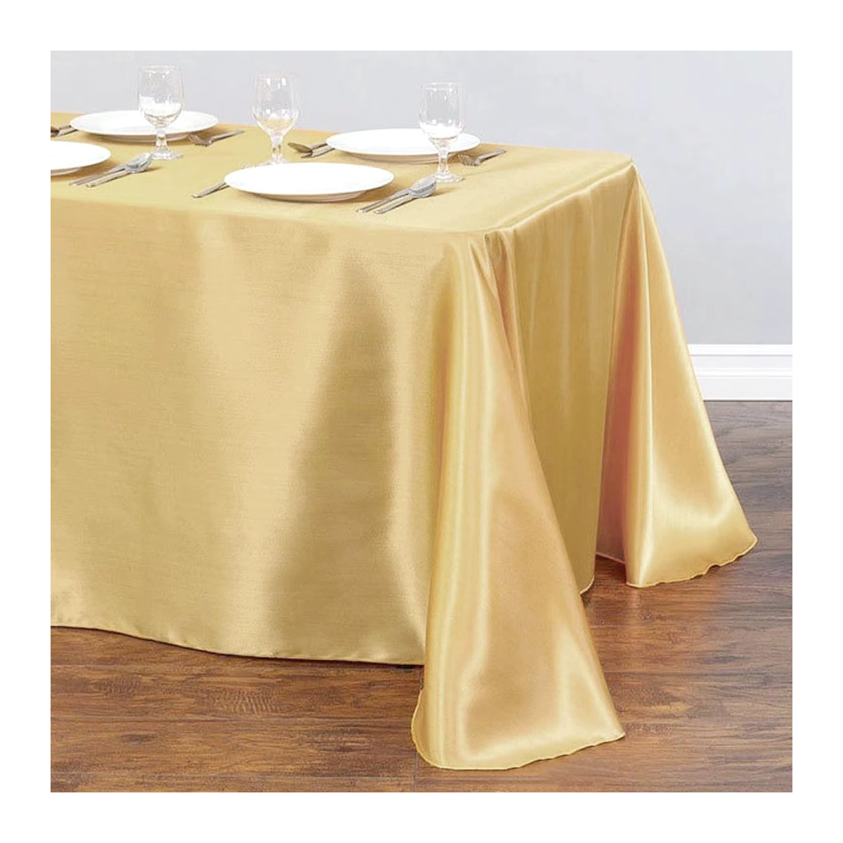 Rechteckige Satin-Tischdecke für Hochzeiten und Partys in Beige oder Gold - Bild 2