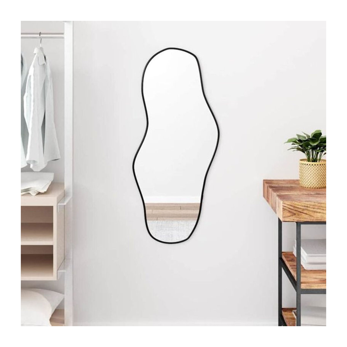 Rechteckiger Wandspiegel von Vidaxl in Schwarz, B/H: 90 x 40 cm - Bild 1