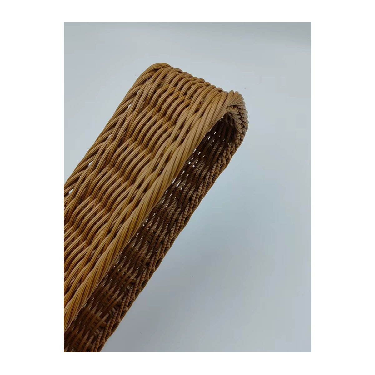 Rechteckiges Aufbewahrungstablett in Rattan-Optik aus Kunststoff, braun, rustikale Dekobox für Brot, Obst oder Schreibtisch-Organisation - Bild 6
