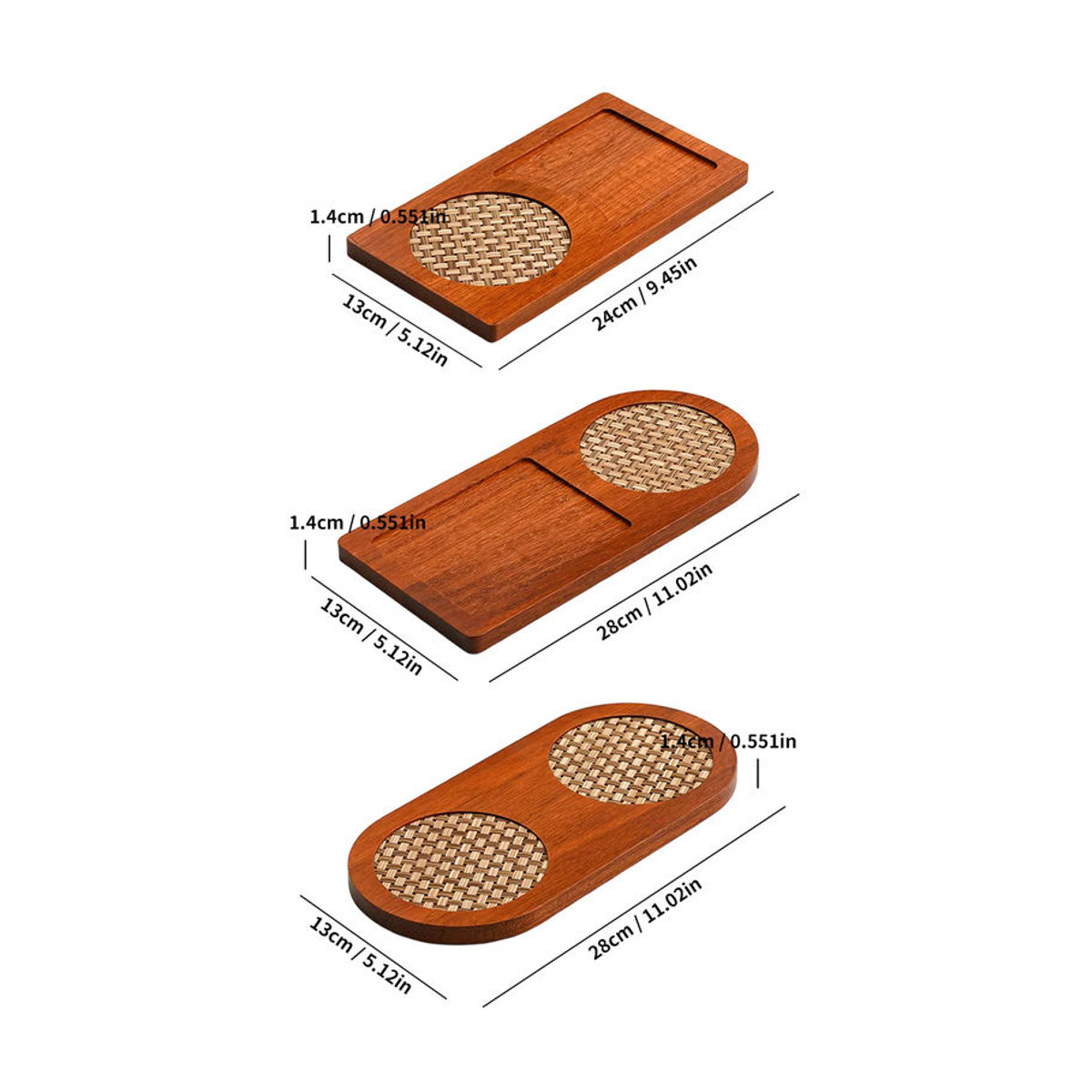 Rechteckiges Holz-Desserttablett in Braun mit geometrischem skandinavischem Design - Bild 2
