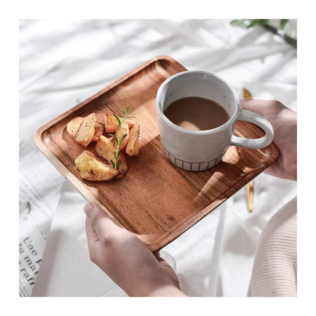 Rechteckiges Kaffeetablett aus Holz von Untior in Braun für Küche und Dekoration - Bild 3