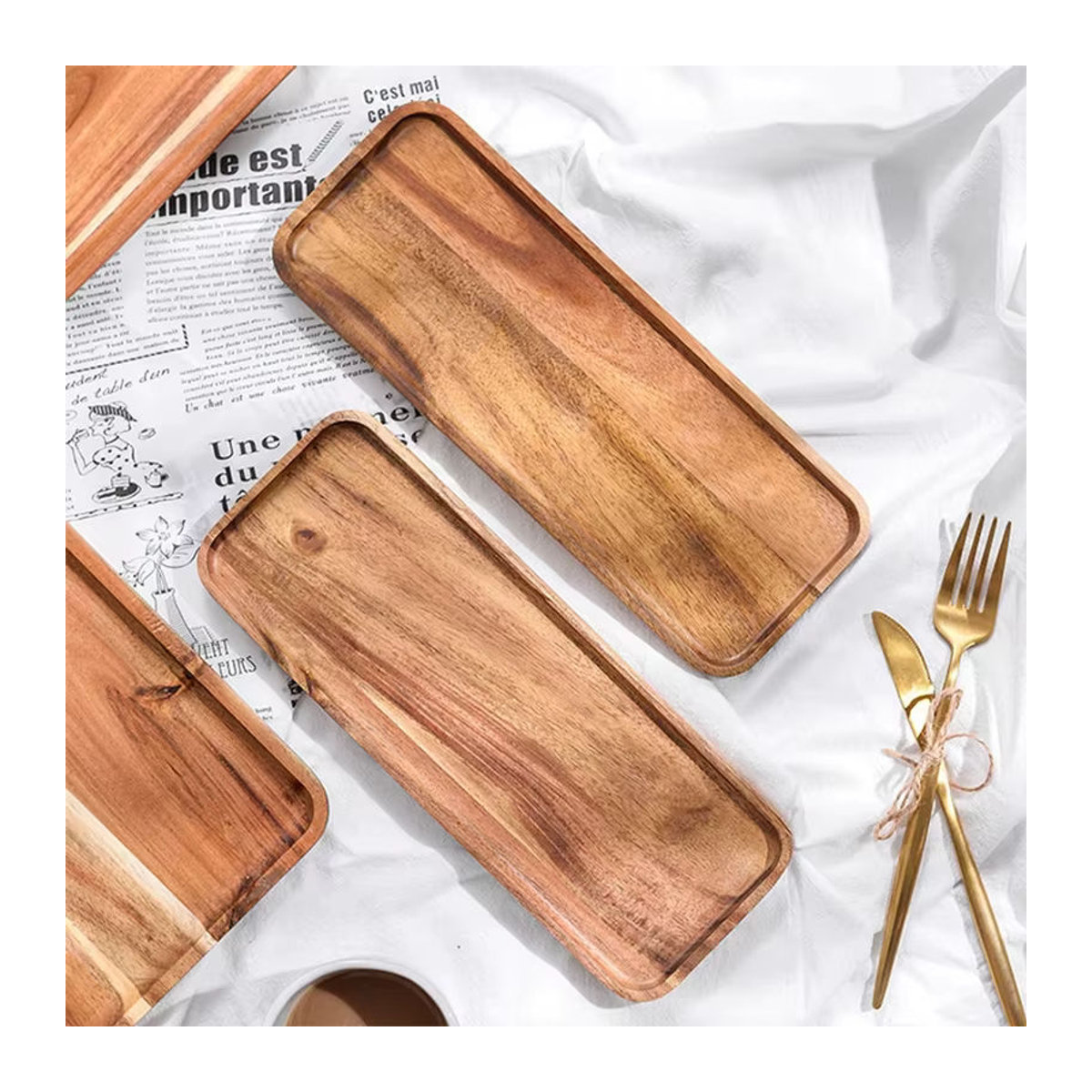 Rechteckiges Kaffeetablett aus Holz von Untior in Braun für Küche und Dekoration - Bild 4