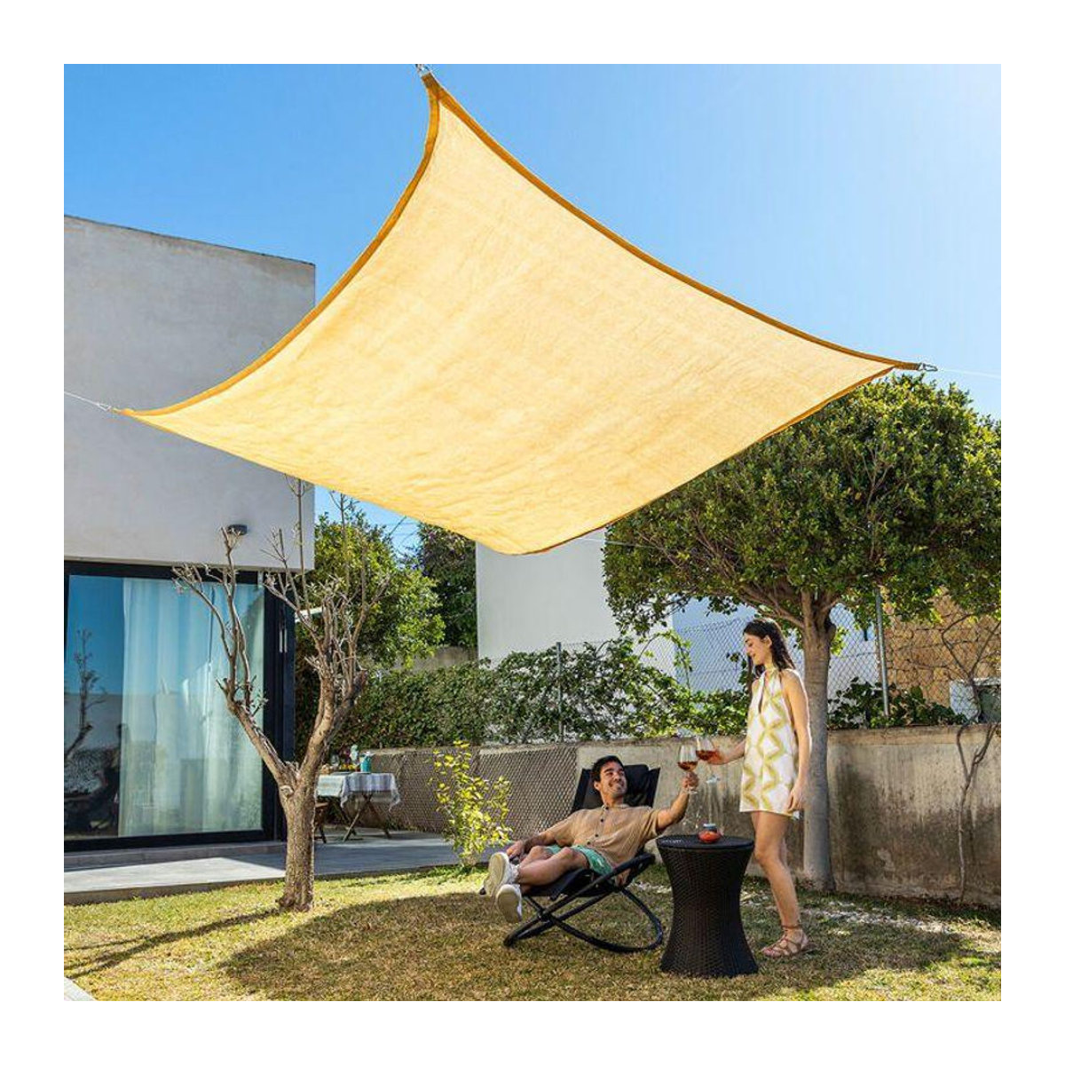 Rechteckiges Sonnensegel Shazail Innovagoods in Beige und Grau aus hochdichtem Polyethylen, B/T: 2 x 3 m - Bild 3