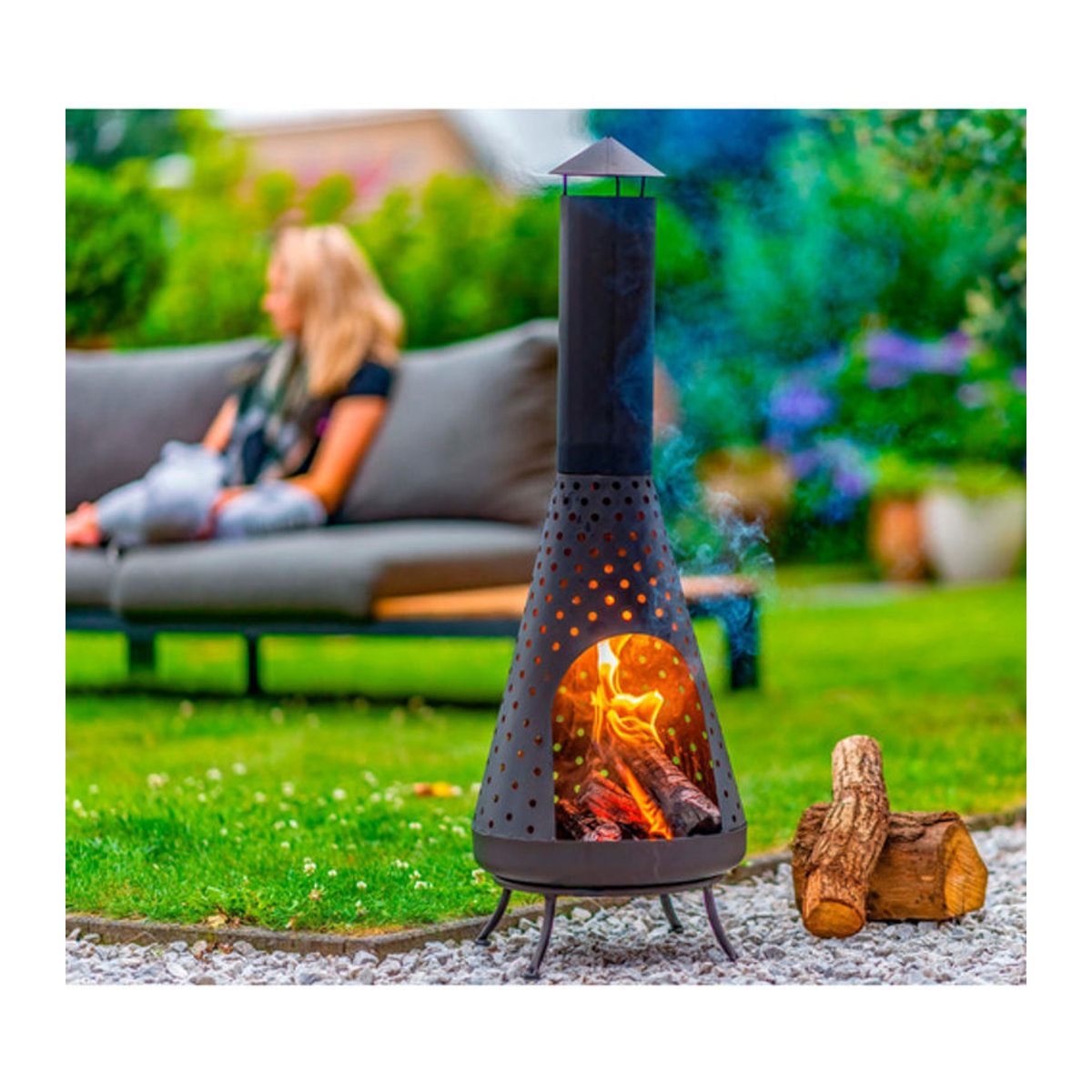 Redfire Gartenkamin Napa aus Stahl in Schwarz, B/T/H: 35 x 35 x 108 cm - Bild 2