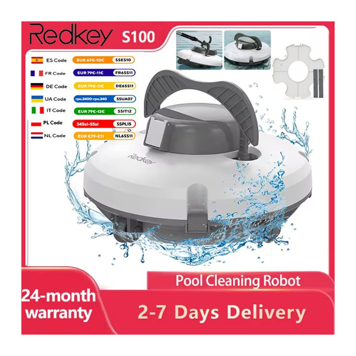 Redkey S100 Roboter-Poolreiniger mit intelligenter Navigation und Selbstparkfunktion - Bild 1