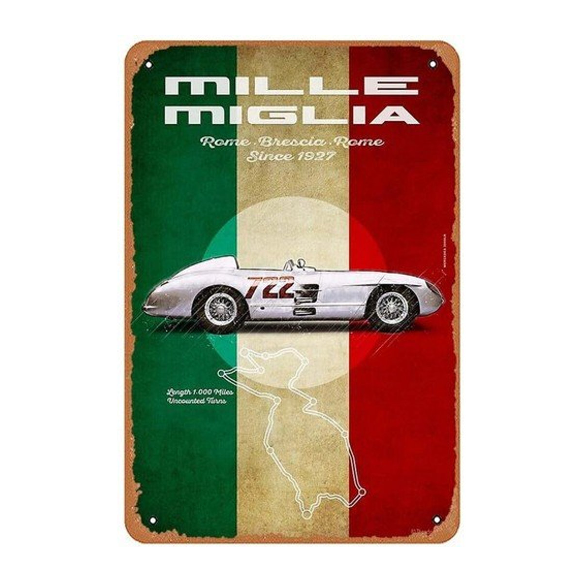 Redline Heritage Mille Miglia Vintage Blechschild aus Metall in Mehrfarbig - Bild 1