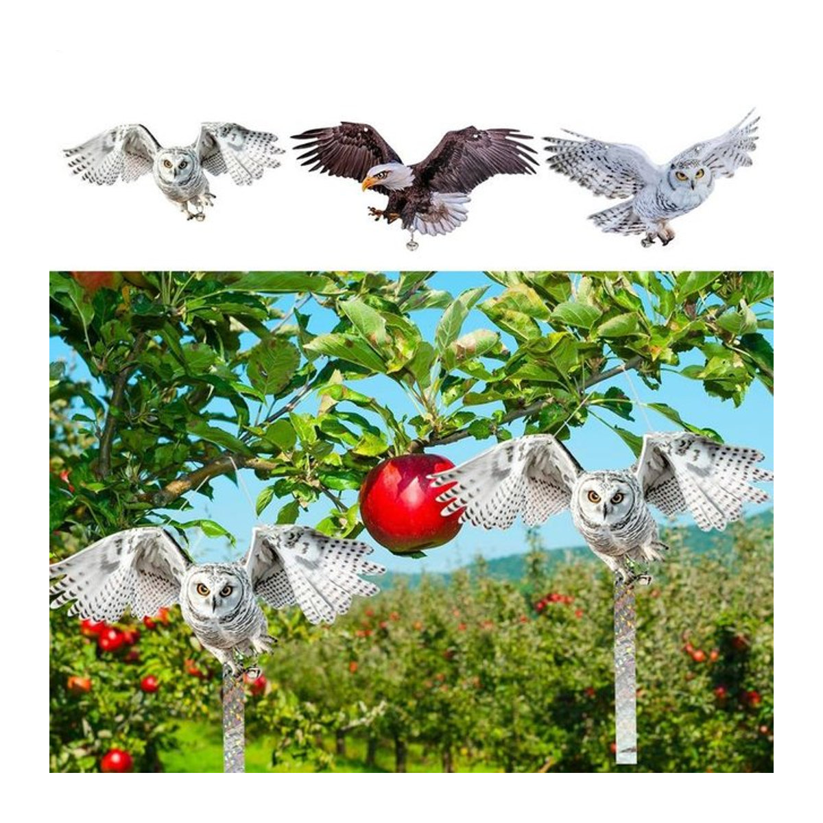 Reflektierende Eule als Vogelvertreiber mit Sound für Garten und Hof - Bild 1