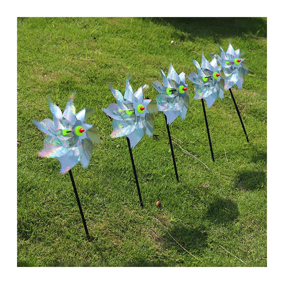 Reflektierende Vogelabwehr Windräder als Vogelscheuche für Garten und Rasen in Blau und Bunt - Bild 4