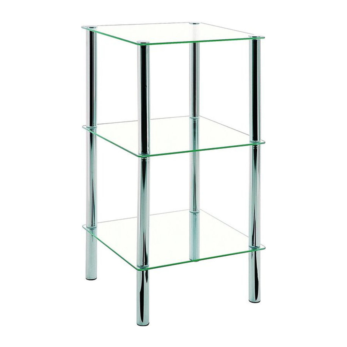 Regal HAKU mit 2 Fächern aus Stahl und ESG-Sicherheitsglas, chrom/transparent, B/T/H: 39 x 39 x 77 cm - Bild 1
