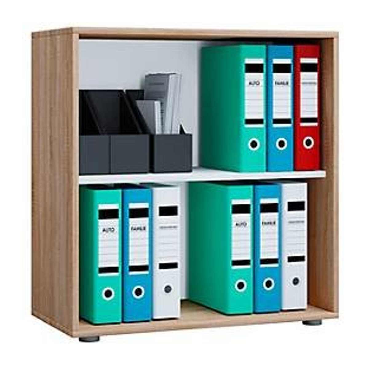 Regal Lona L von VCM Möbel aus Holz in Eiche Natur und Weiß, B: 70 cm, T: 37 cm, H: 74 cm - Bild 1