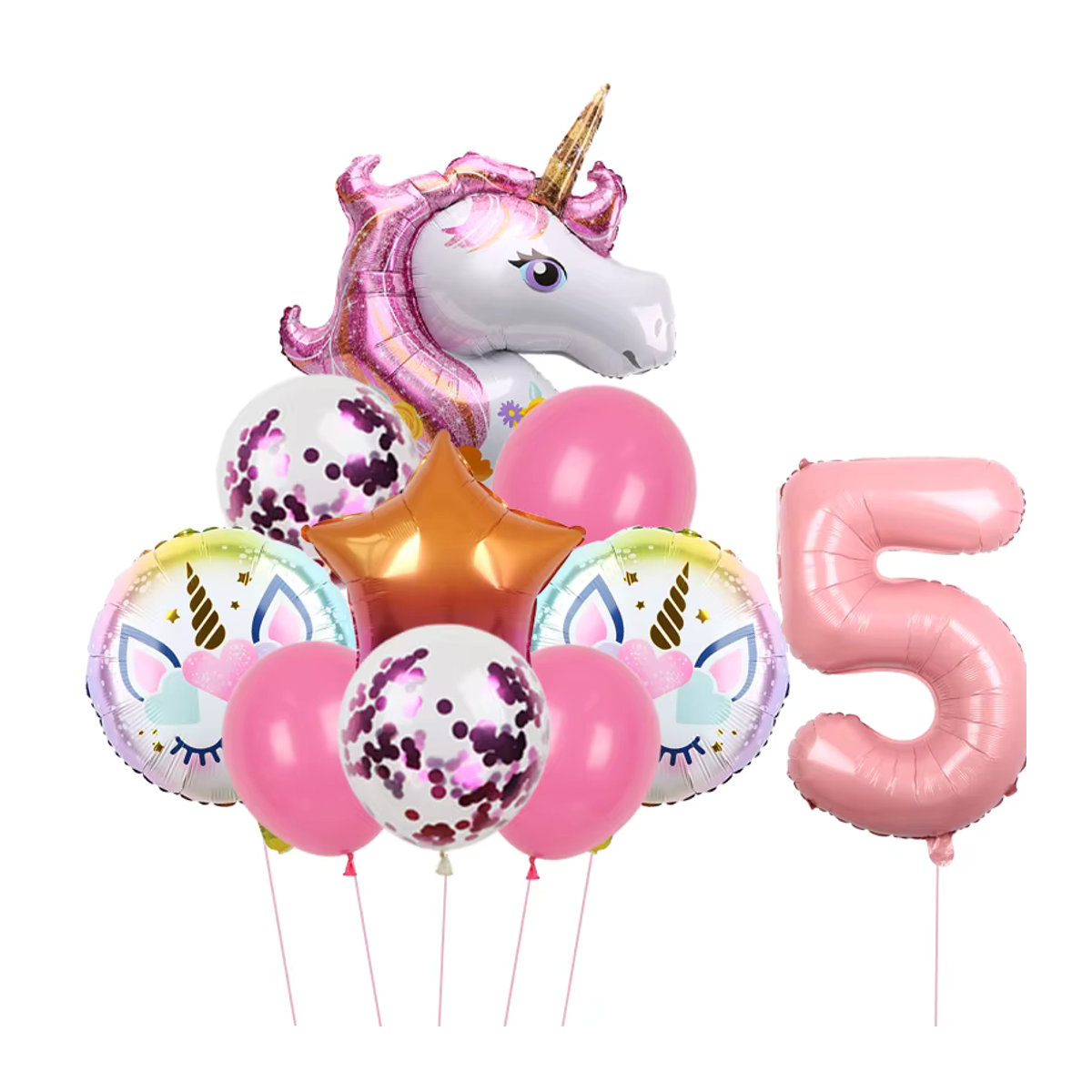 Regenbogen Einhorn Folienballon Set in Mehrfarbig für Kindergeburtstag und Baby Shower Dekoration, Durchmesser: 81,28 cm - Bild 3