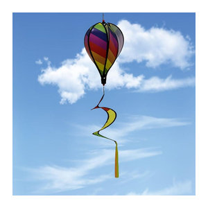 Regenbogen Heißluftballon Windspiel mit Pailletten als hängende Windmühle in Mehrfarbig für Garten und Raumdeko