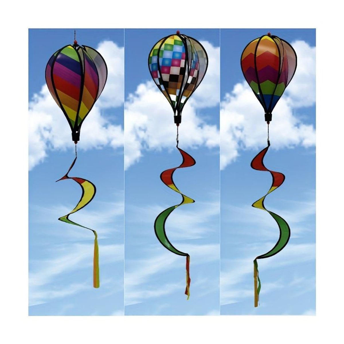 Regenbogen Heißluftballon Windspiel mit Pailletten als hängende Windmühle in Mehrfarbig für Garten und Raumdeko - Bild 2