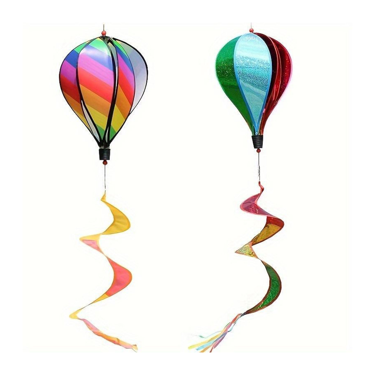 Regenbogen Heißluftballon Windspiel mit Pailletten als hängende Windmühle in Mehrfarbig für Garten und Raumdeko - Bild 3