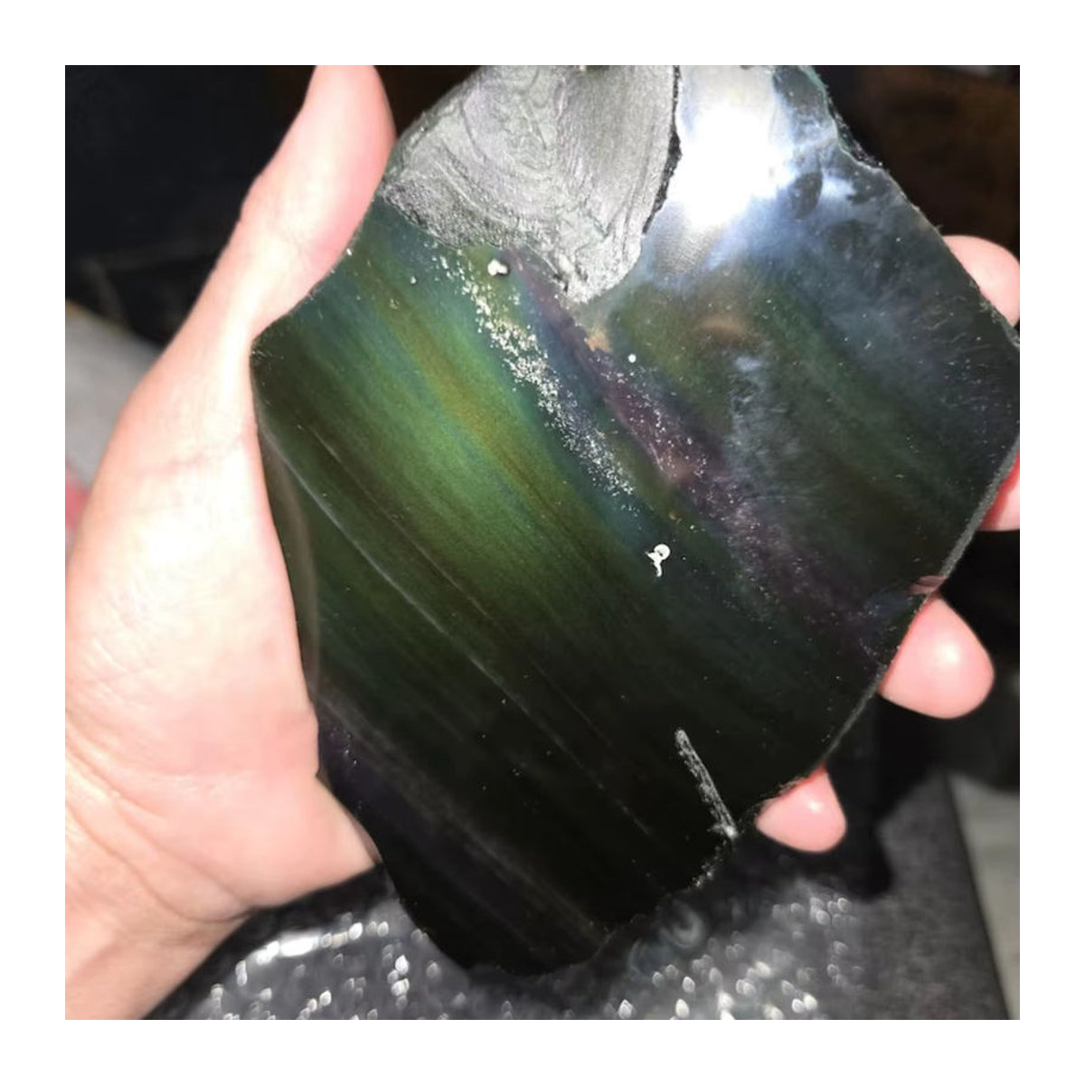 Regenbogen-Obsidian Scheibe von CrystalHola in Schwarz und Mehrfarbig als Dekoration und Chakra-Stein - Bild 5
