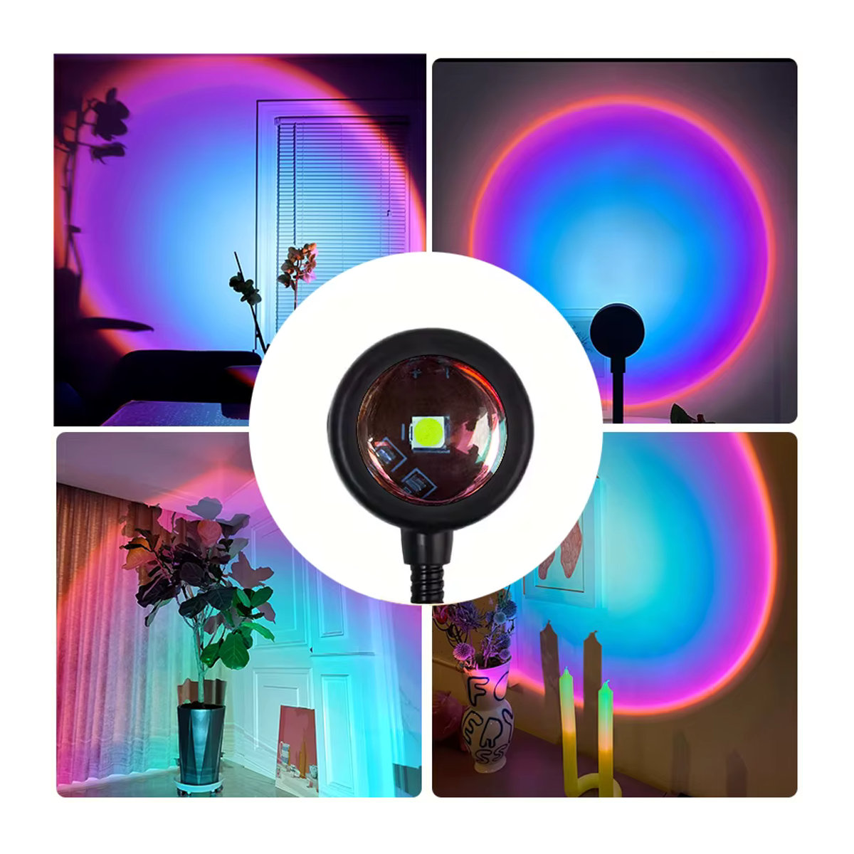 Regenbogen-Projektionslampe als dekorative USB-Sonnenuntergang-Atmosphärenlampe in Schwarz für dein Wohnzimmer oder Schlafzimmer - Bild 3
