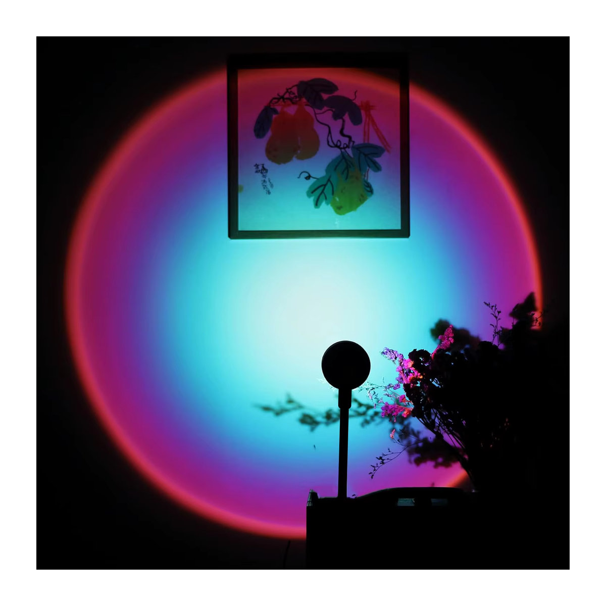 Regenbogen-Projektionslampe als dekorative USB-Sonnenuntergang-Atmosphärenlampe in Schwarz für dein Wohnzimmer oder Schlafzimmer - Bild 5