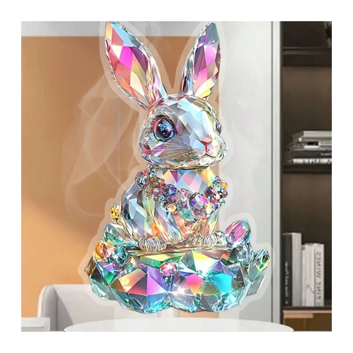 Regenbogenfarbener Kristallhase aus Kunststoff als dekorative Osterdekoration für dein Zuhause oder Büro - Bild 2