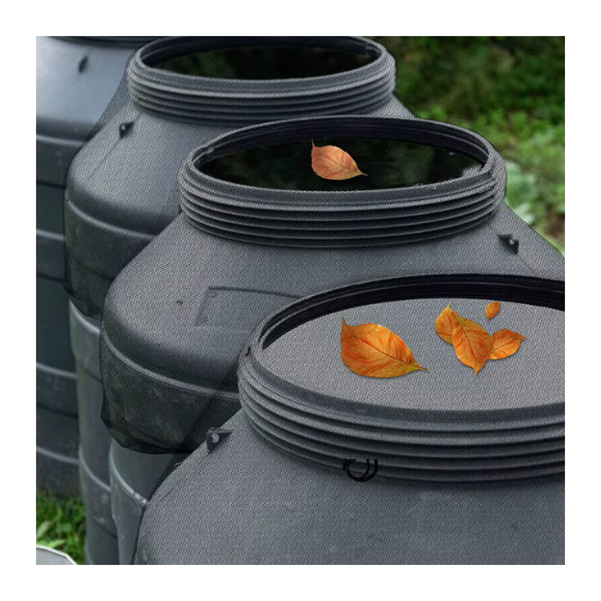 Regenfass Abdeckung mit Schutzgitter und Netz für Wassertanks und Regentonnen, Breite: 60-120 cm - Bild 4