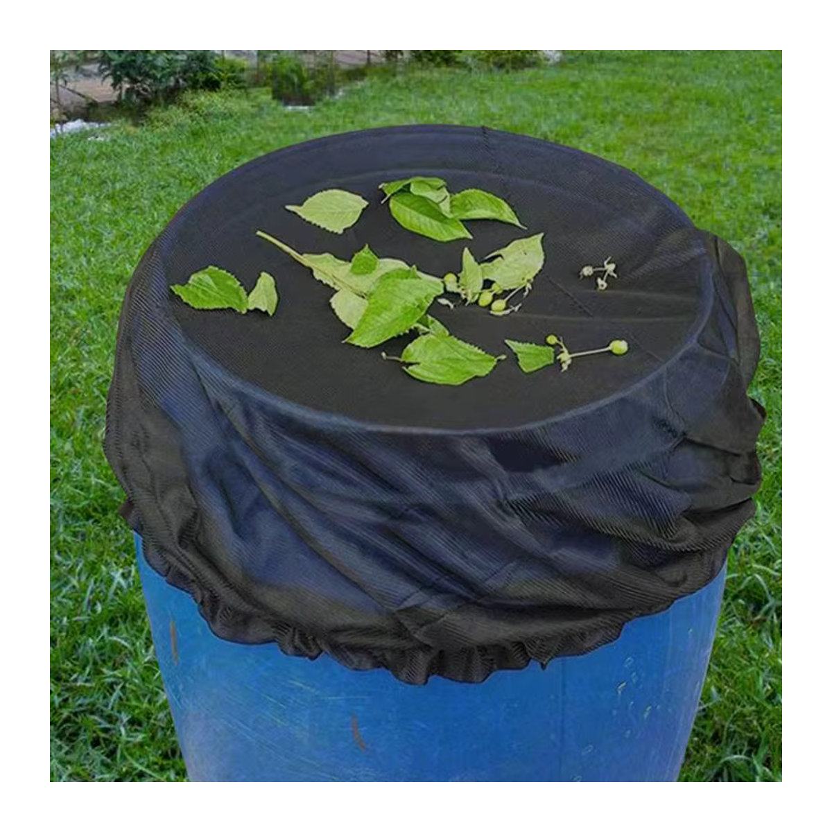 Regenwasser Sammler Netz Abdeckung mit verstellbarem Kordelzug als Insektenschutz und Filter für den Garten - Bild 4