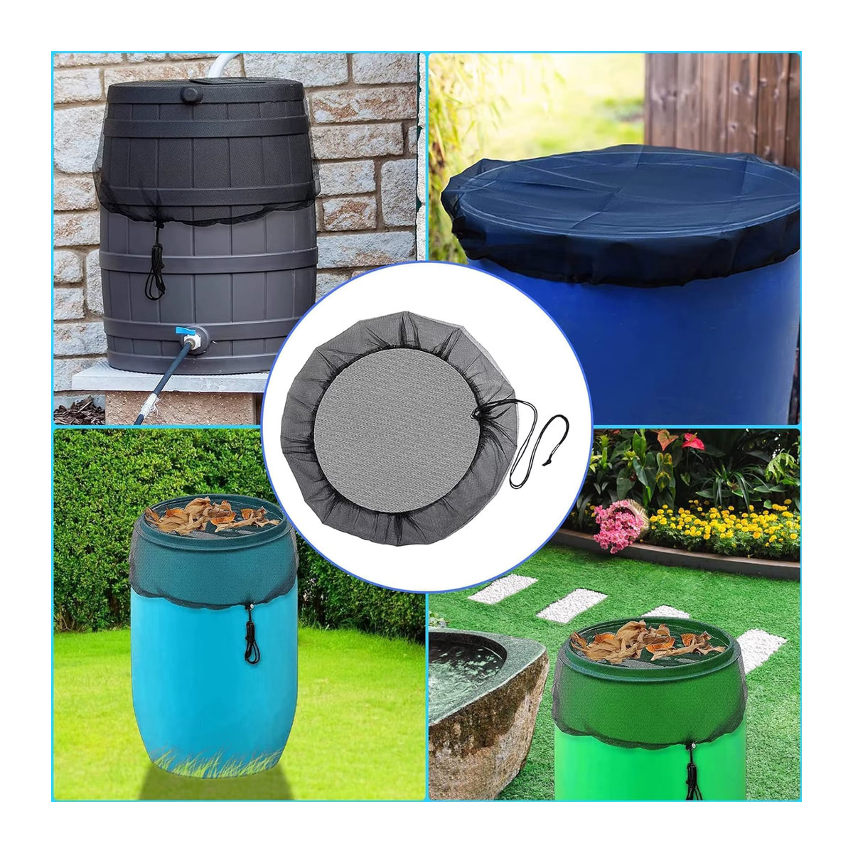Regenwasserfilter mit Insektenschutz-Netz für Regentonnen und Wassertanks zur Blätterabweisung für den Garten - Bild 4