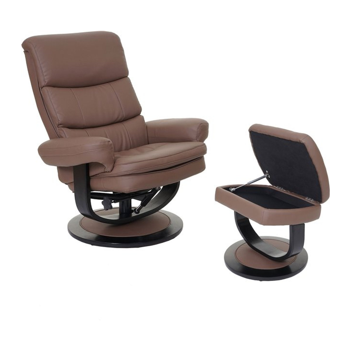 Relaxsessel MCW-C16 mit Hocker und Staufach in Braun aus Kunstleder - Bild 1