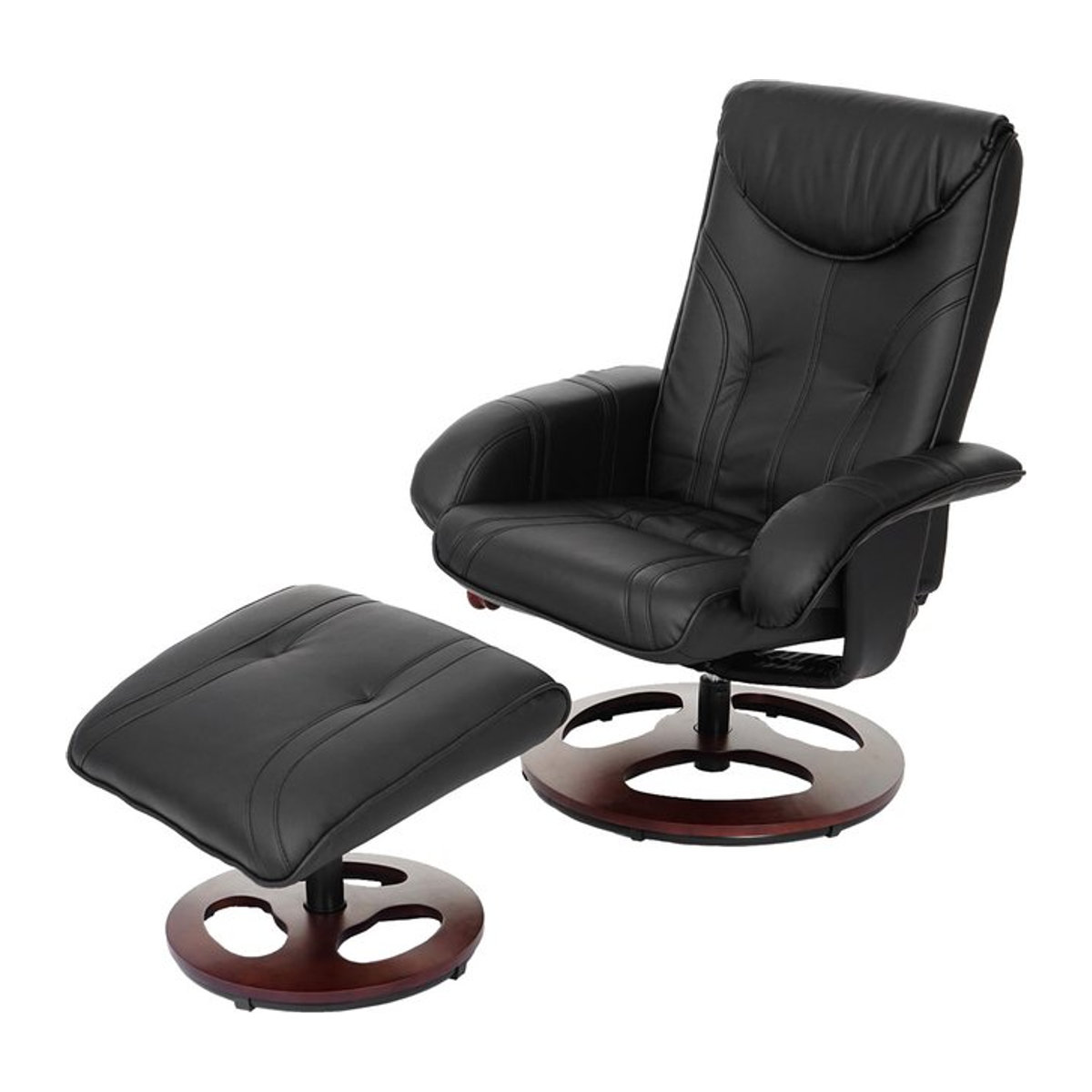 Relaxsessel MCW-C46 mit Hocker aus Kunstleder in Schwarz - Bild 1