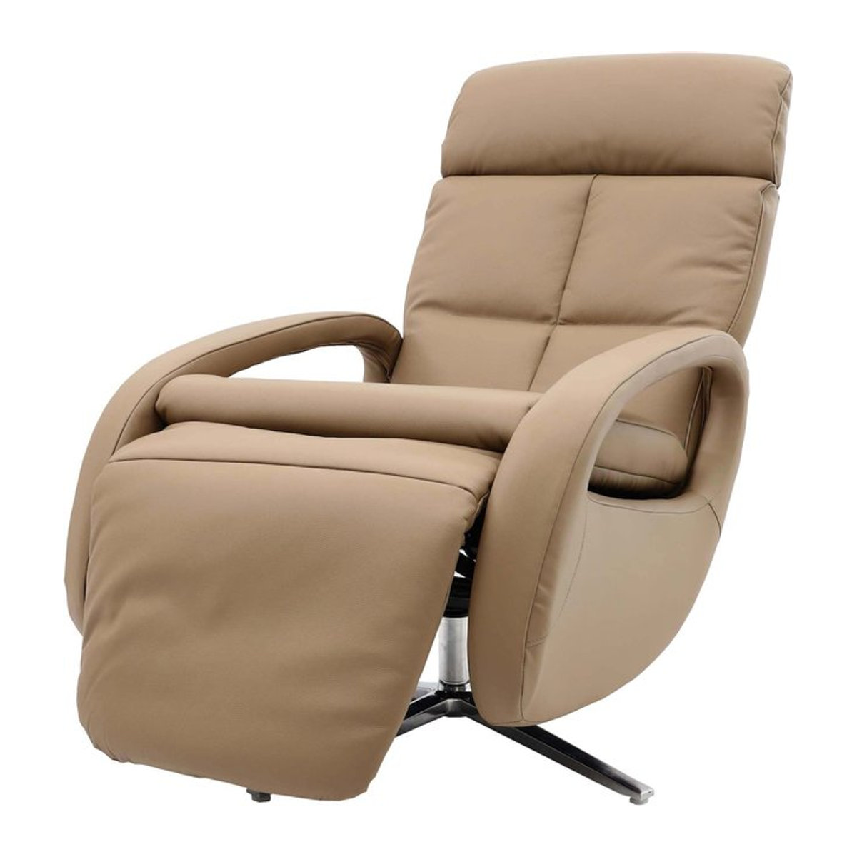 Relaxsessel MCW-L11 aus Echtleder mit Liegefunktion und Drehsitz in Taupe Meliert - Bild 1